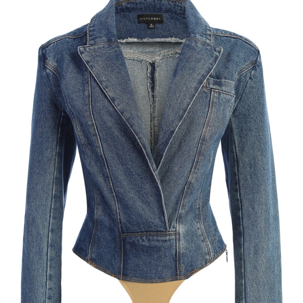 Stunning 
DOMINICA STRUCTURED DENIM BODYSUIT non stretch new